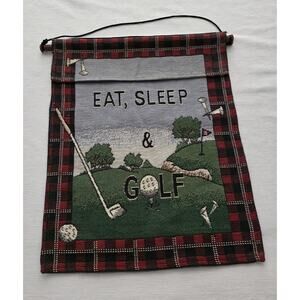 Vintage Golf Tapestry Eat Sleep Golf Wall Hanging Golfing Decor Windham Weavers